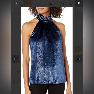 Ramy Brook sleeveless velvet shimmer mock swing top